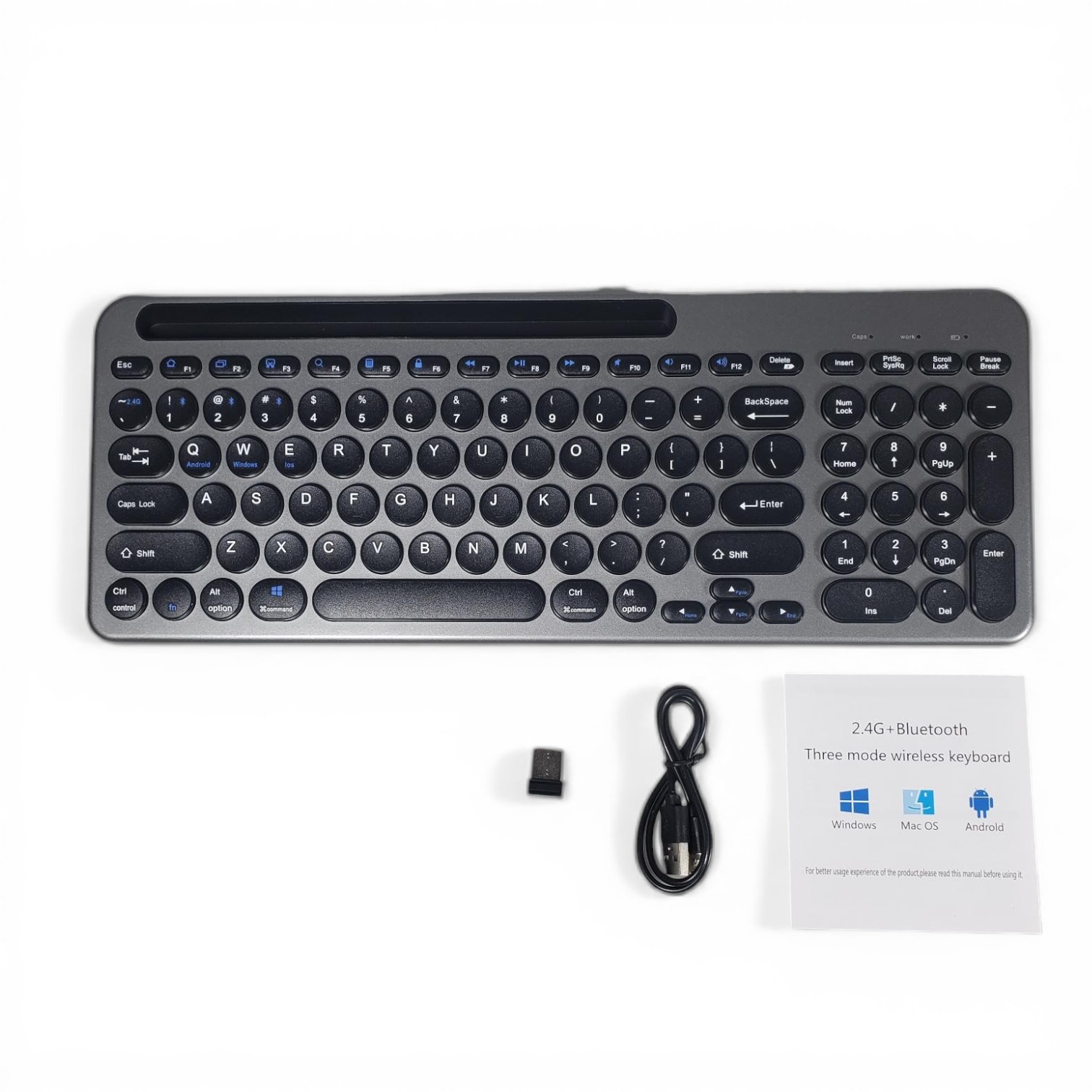 Gambar produk JOMAA Keyboard Dual Wireless Bluetooth 2.4G with Phone Stand Type C - MLD-570