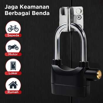 Gambar produk Kinbar Gembok Sepeda Motor Padlock Alarm Corrosion Resistant 110dB - 110