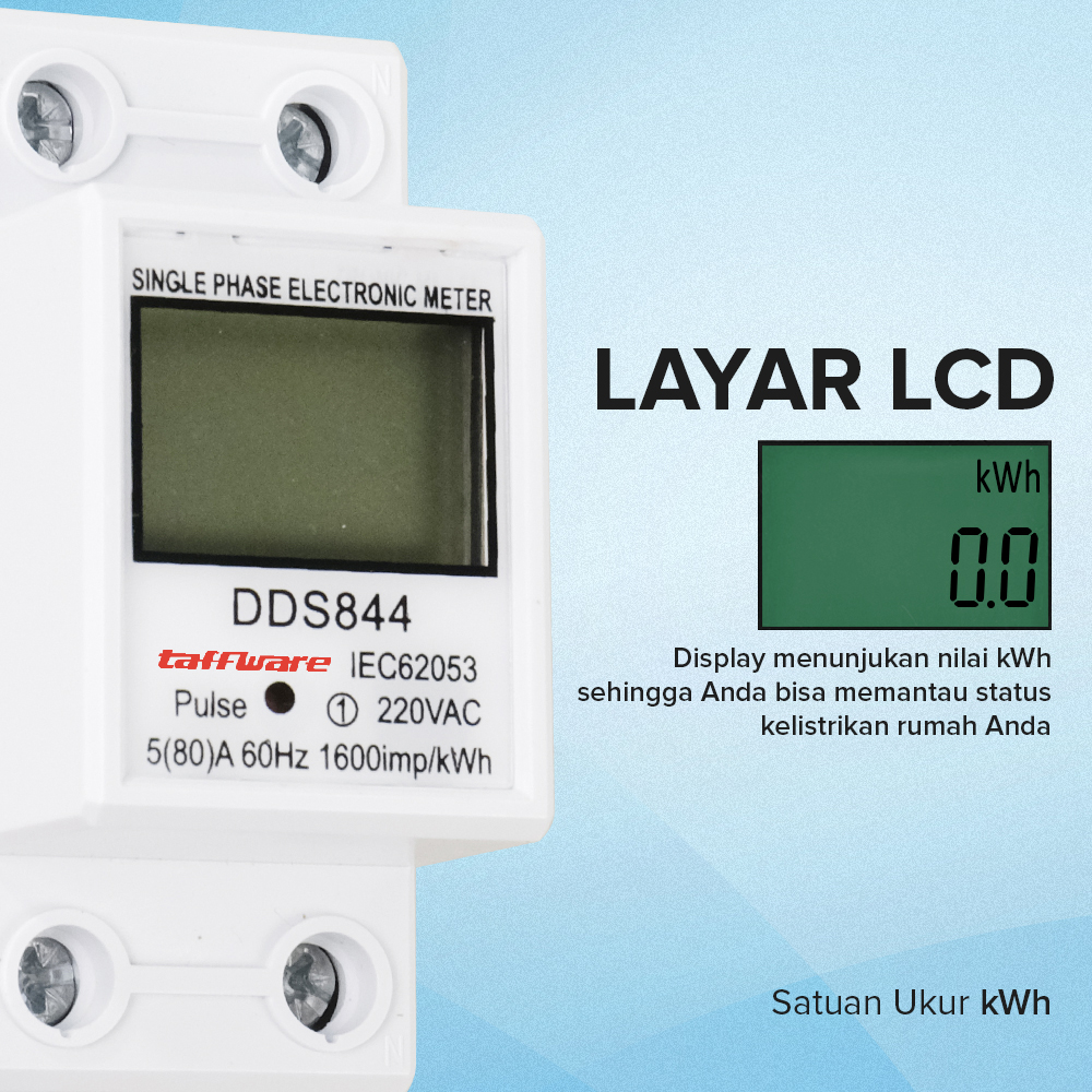 Taffware Meteran Listrik Digital Din Rail kWh Meter Single-Phase 220V - DDS844 Gambar produk Taffware Meteran Listrik Digital Din Rail kWh Meter Single-Phase 220V - DDS844