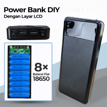 Kebidumei Power Bank DIY Case Dual USB Port 8 PCS 18650 Flat Top - S8