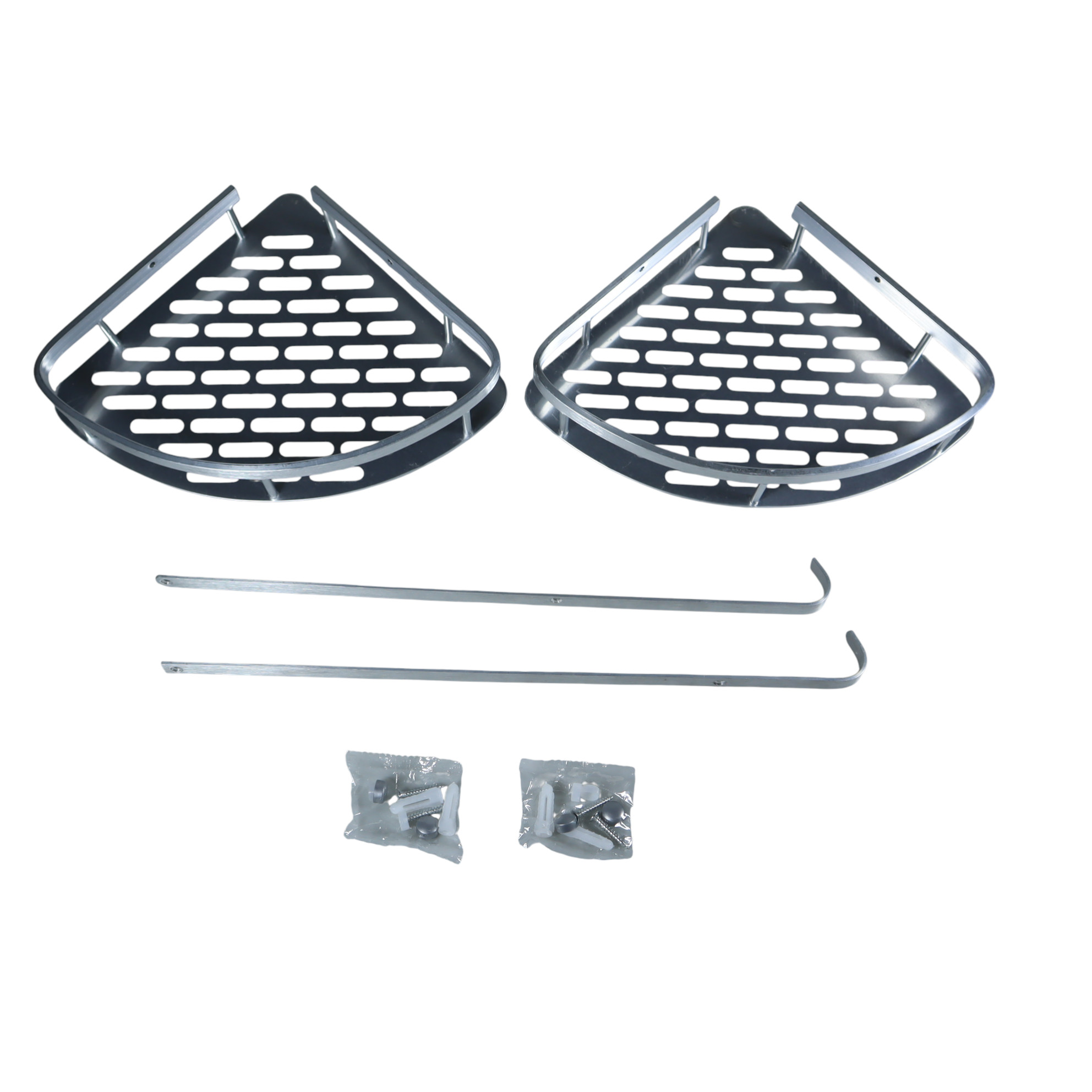 LemonBest Rak Sudut Kamar Mandi Aluminium Corner Shelf Rack 2 Layers - G48 Gambar produk LemonBest Rak Sudut Kamar Mandi Aluminium Corner Shelf Rack 2 Layers - G48