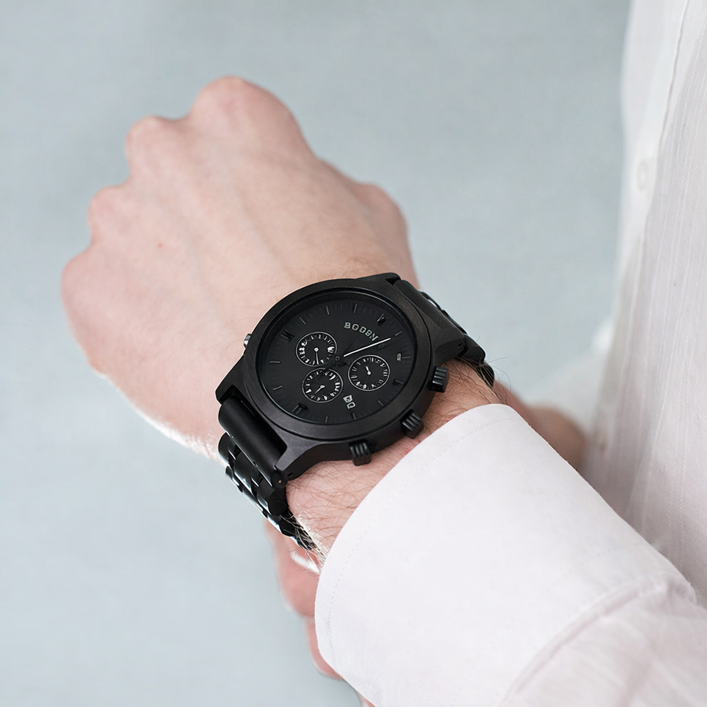 BOBO BIRD Jam Tangan Kayu Analog Pria - P19 Gambar produk BOBO BIRD Jam Tangan Kayu Analog Pria - P19