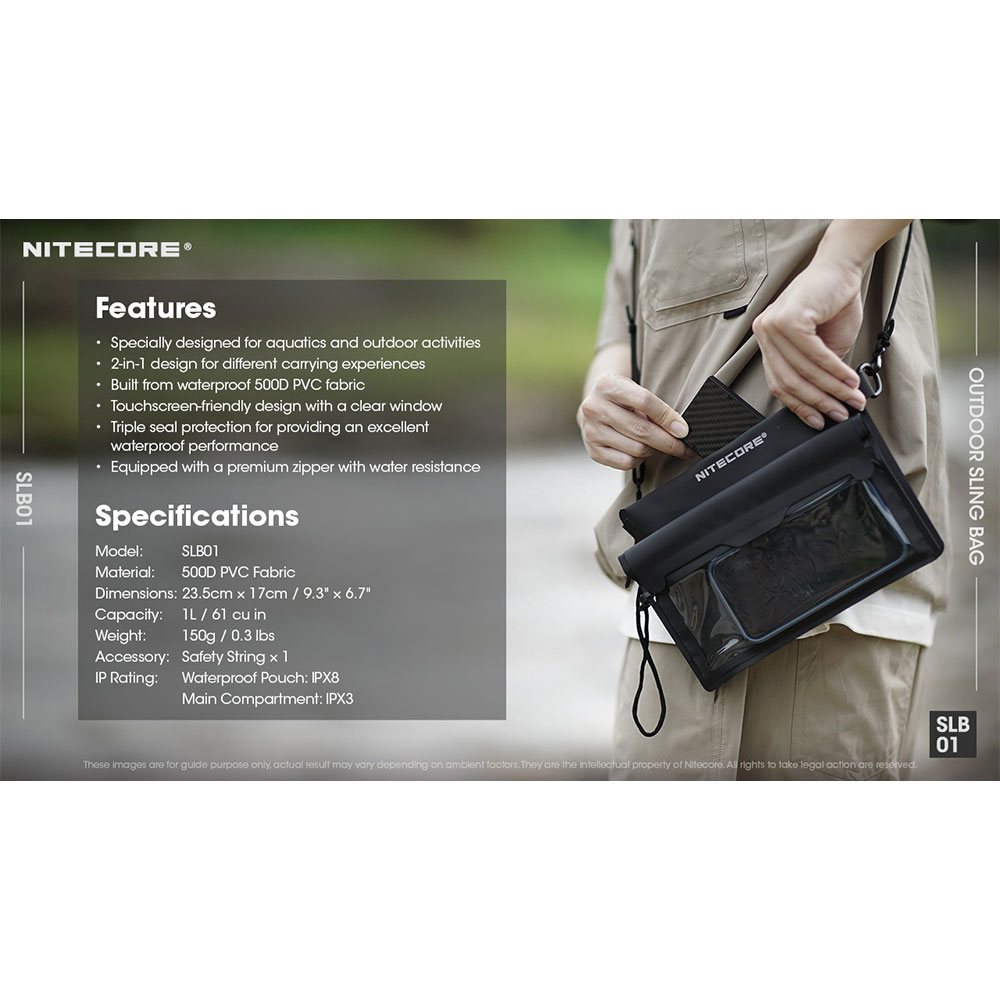 Gambar produk NITECORE Tas Sling Bag Multifungsi Outdoor 2in1 Modular IPX8 PVC 500D - SLB01