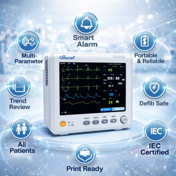 TaffOmicron Monitor Pasien ICU ECG SpO2 NIBP RESP 8 Inch Trend 96 Hour - M8