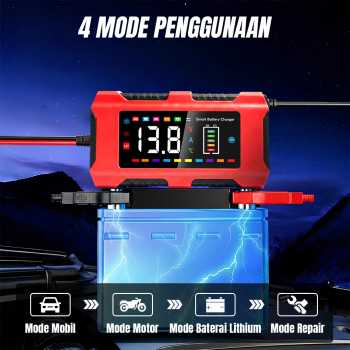 Gambar produk ReUni Charger Aki Mobil Motor Lithium Intelligent 7 Stage Charging - 12V10A