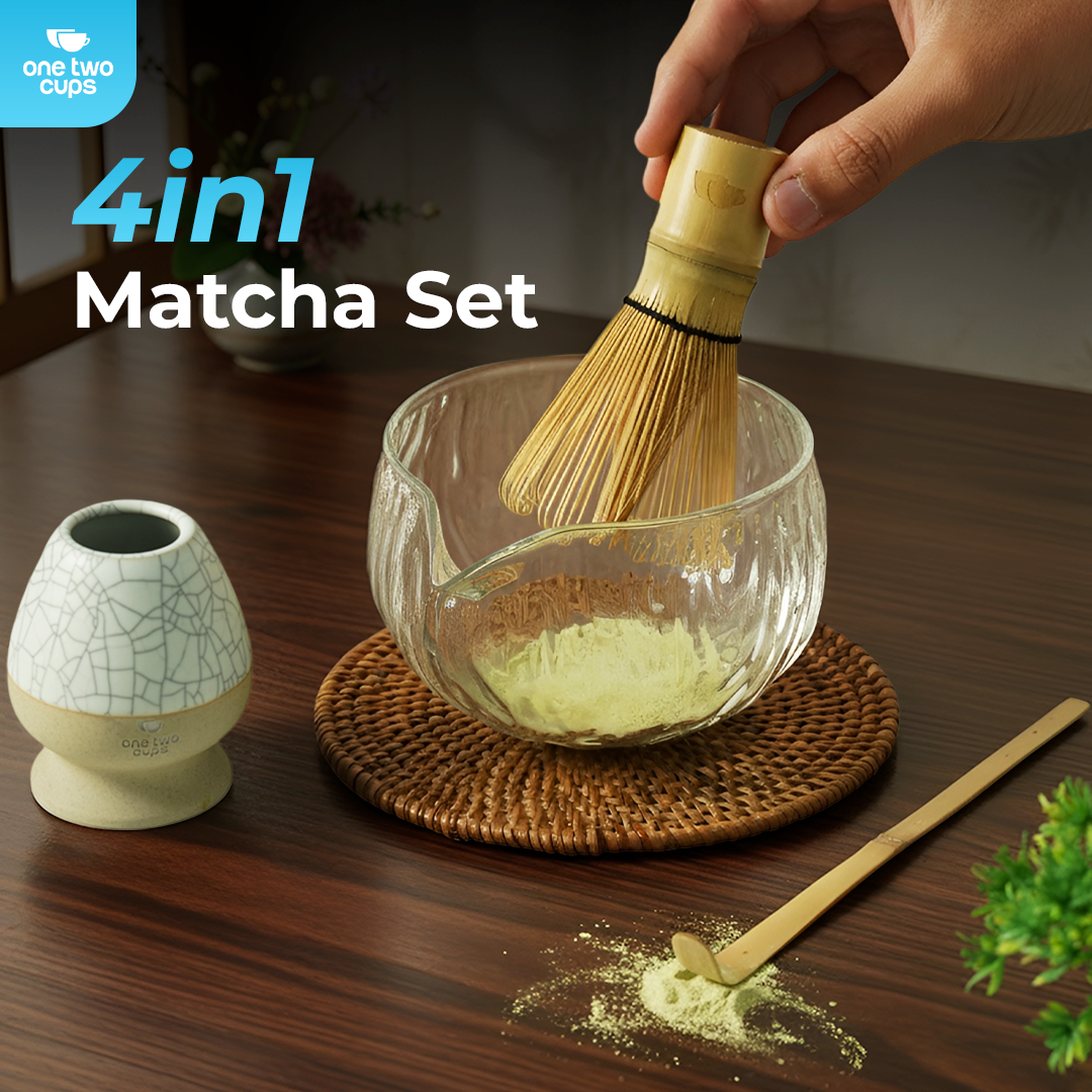 One Two Cups Matcha Set Chawan Chasen Stand Chashaku 470ml 4 PCS - S32 Gambar produk One Two Cups Matcha Set Chawan Chasen Stand Chashaku 470ml 4 PCS - S32