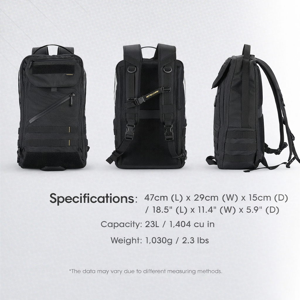NITECORE Tas Ransel Laptop 15.6 Inch 600D Polyester MOLLE Sistem 23L - BP23 Gambar produk NITECORE Tas Ransel Laptop 15.6 Inch 600D Polyester MOLLE Sistem 23L - BP23