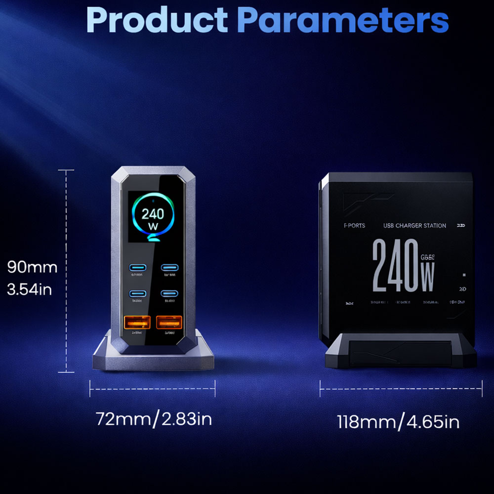 Asometech Charger Station Fast Charging LED Display Type C GaN 240W - YMX-240W Gambar produk Asometech Charger Station Fast Charging LED Display Type C GaN 240W - YMX-240W