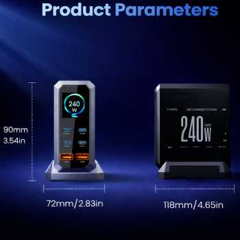 Gambar produk Asometech Charger Station Fast Charging LED Display Type C GaN 240W - YMX-240W