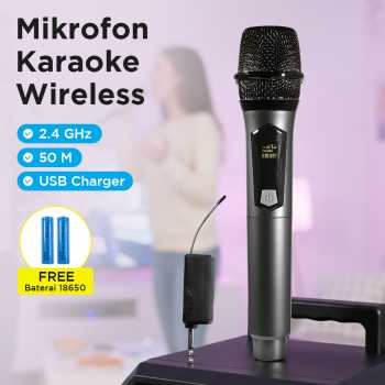 FMA Mikrofon Karaoke Wireless Cardioid Microphone 2.4GHz 800mAh - SU602