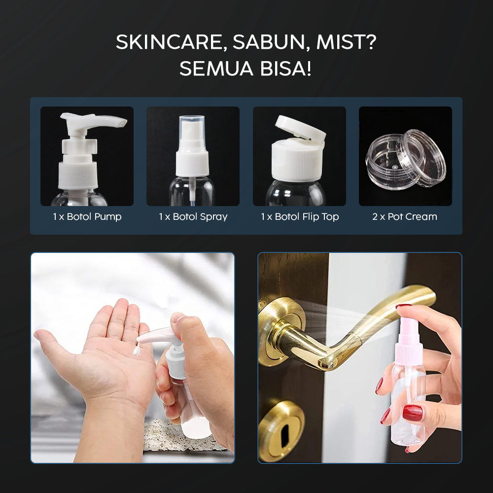 MUQGEW Botol Travel Size Liquid Bottle Pack 5 PCS - SV2 Gambar produk MUQGEW Botol Travel Size Liquid Bottle Pack 5 PCS - SV2