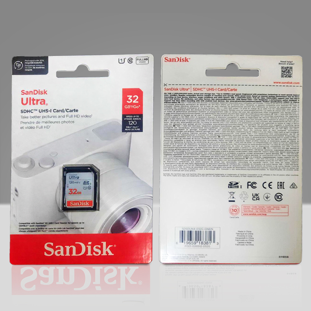 SanDisk Ultra SDXC/HC UHS-I Card Class 10 120MB/s 32GB - SDSDUN4 Gambar produk SanDisk Ultra SDXC/HC UHS-I Card Class 10 120MB/s 32GB - SDSDUN4