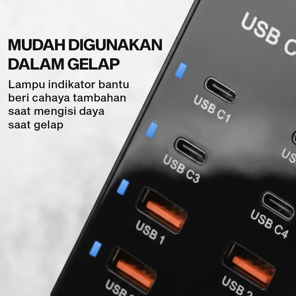 Gambar produk ALASICKA USB Hub Charger 10 Multi Port Type C 5V/2.4A 60W EU Plug - YC-A6