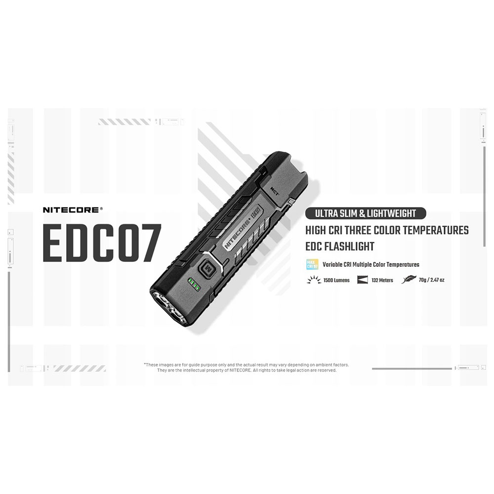 NITECORE Senter LED Flashlight 3 Color Rechargeable IP67 1500 Lumens - EDC07 Gambar produk NITECORE Senter LED Flashlight 3 Color Rechargeable IP67 1500 Lumens - EDC07