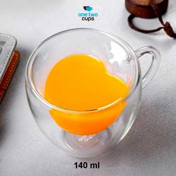 One Two Cups Cangkir Kopi Kaca Tahan Panas Double Wall Love Cup 140ml - CV2103l