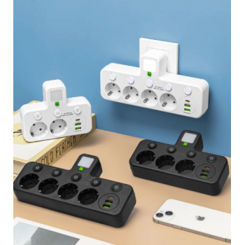 Gambar produk Taffware Stop Kontak LED Light USB Type C EU Plug 10A 220V 2500W - LH-8625U