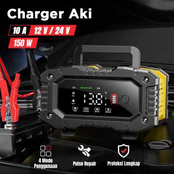 FOXSUR Charger Baterai Aki Mobil Motor Portable 10A 150W 12/24V - FPT-100