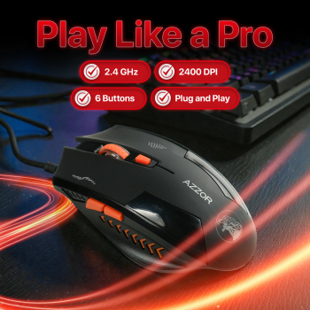 Gambar produk AZZOR Mouse Gaming Wireless Optical 2.4GHz Rechargeable USB 2400DPI
