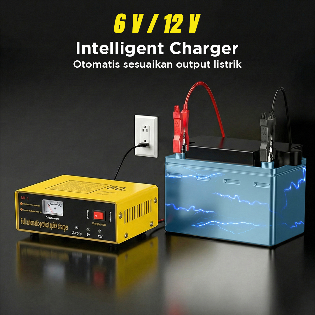 UrbanRoad Charger Aki Mobil Motor Intelligent Battery Charger 6V/12V - MF1 Gambar produk UrbanRoad Charger Aki Mobil Motor Intelligent Battery Charger 6V/12V - MF1
