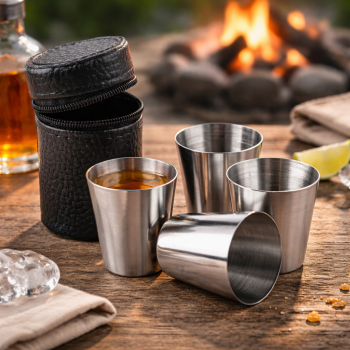 CTRAV Set Gelas Camping Stainless Steel 201 Travel Mug 30ml 4 PCS - CT009