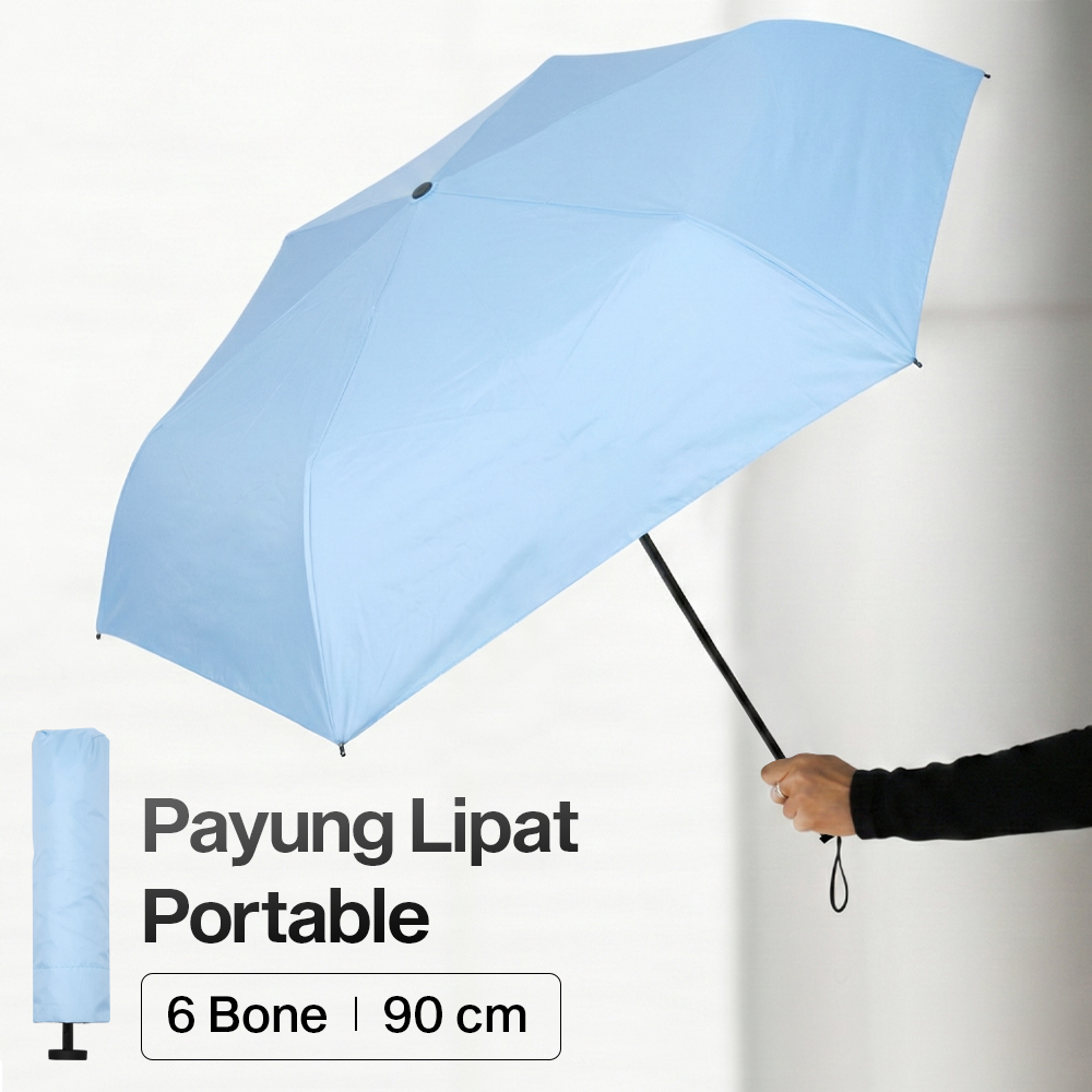 FRRUIWEN Payung Lipat Buka Tutup Manual Full Blackout UV 6 Bone - F-6 Gambar produk FRRUIWEN Payung Lipat Buka Tutup Manual Full Blackout UV 6 Bone - F-6
