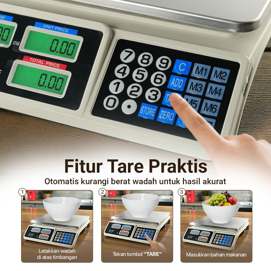 Protopic Timbangan Digital Buah Makanan Commercial Retail Scale 40kg - PT95 Gambar produk Protopic Timbangan Digital Buah Makanan Commercial Retail Scale 40kg - PT95