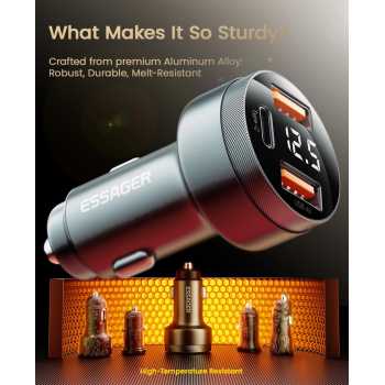 Gambar produk ESSAGER Car Charger Mobil Fast Charging LED USB Type C Port 80W - ES-CC10