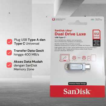 Gambar produk SanDisk Ultra Dual Drive Luxe USB Type C 3.1/3.2 Gen 1 512GB - SDDDC4