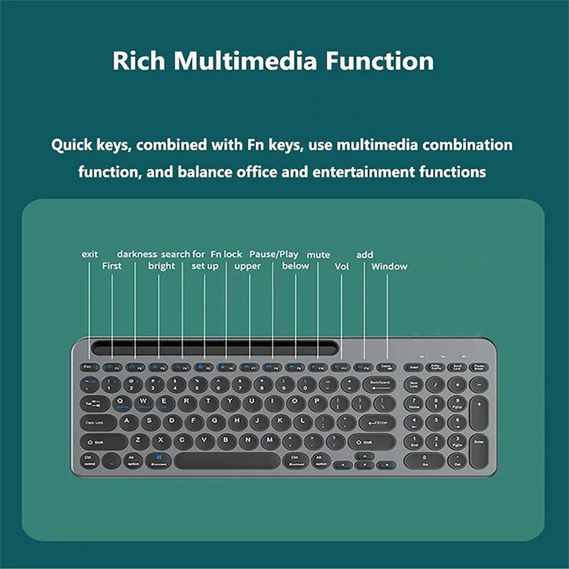 Gambar produk JOMAA Keyboard Dual Wireless Bluetooth 2.4G with Phone Stand Type C - MLD-570