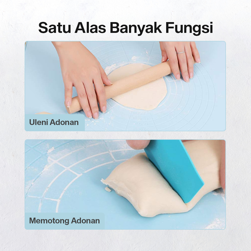 Huohou Alas Adonan Kue Fondant Silikon Baking Mat Anti Slip 60x50cm - HU0188 Gambar produk Huohou Alas Adonan Kue Fondant Silikon Baking Mat Anti Slip 60x50cm - HU0188
