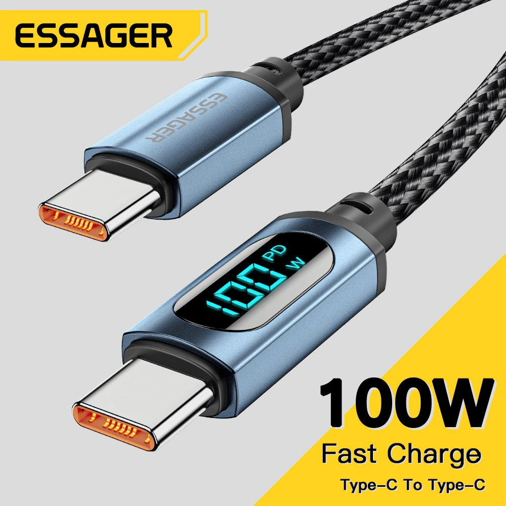ESSAGER Kabel Data Type C to Type C PD Fast Charging LED Display 100W 2M - ES-X15 Gambar produk ESSAGER Kabel Data Type C to Type C PD Fast Charging LED Display 100W 2M - ES-X15