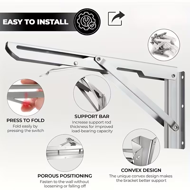 KAK Bracket Engsel Siku Folding Stainless Steel 2 PCS 16 Inch - KAK-6113 Gambar produk KAK Bracket Engsel Siku Folding Stainless Steel 2 PCS 16 Inch - KAK-6113