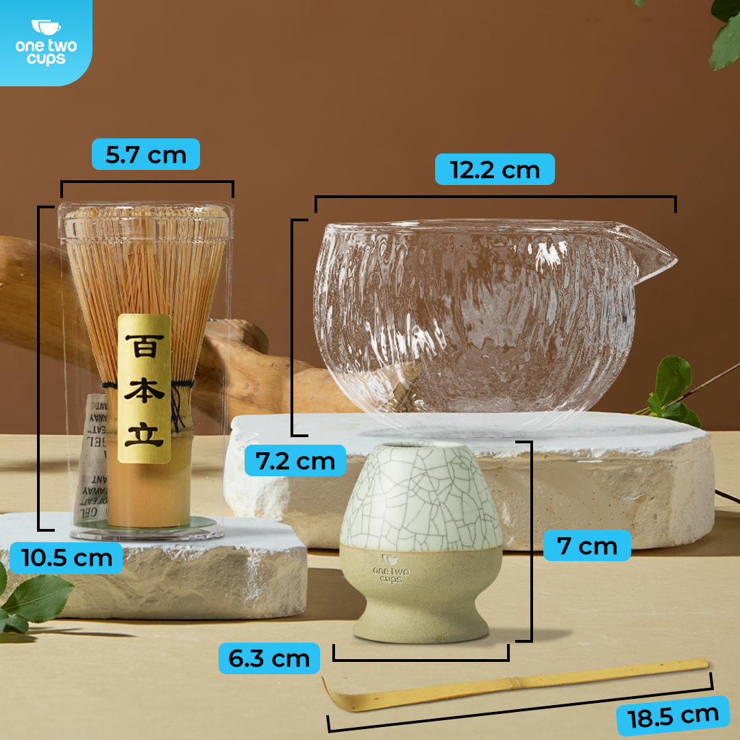One Two Cups Matcha Set Chawan Chasen Stand Chashaku 470ml 4 PCS - S32 Gambar produk One Two Cups Matcha Set Chawan Chasen Stand Chashaku 470ml 4 PCS - S32