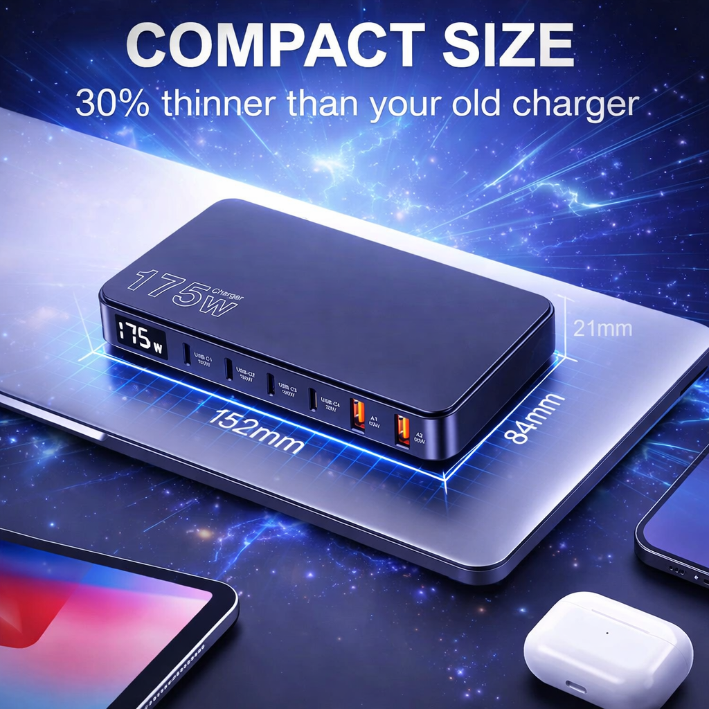 Gambar produk ILEPO Charger USB Docking Station 6 Multi Port Type C PD QC GaN 175W - ZETX175W-U