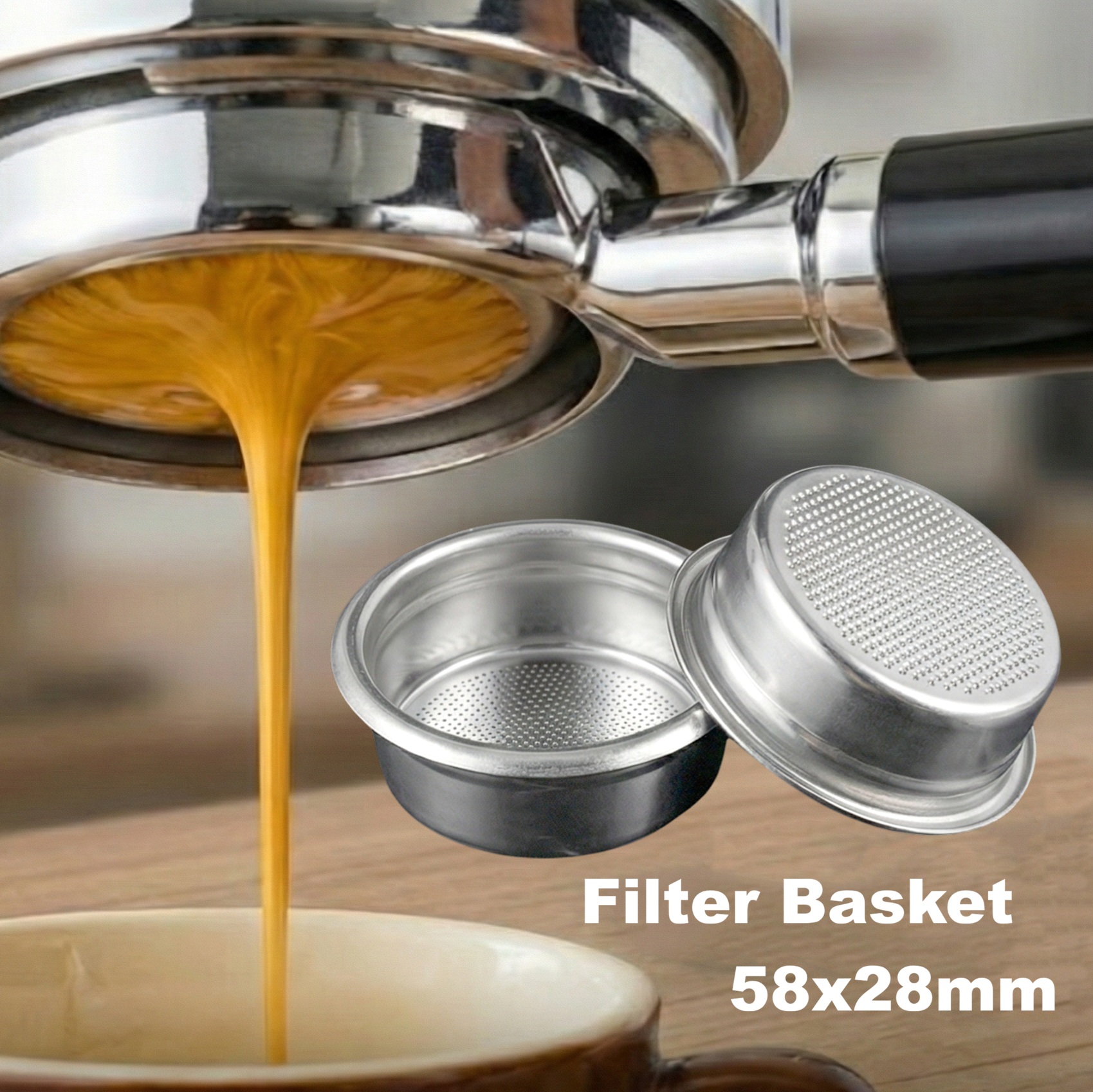 One Two Cups Non-Pressurized Filter Basket Single-Layer 58mm 2 Cup 58x28mm - FM-58M Gambar produk One Two Cups Non-Pressurized Filter Basket Single-Layer 58mm 2 Cup 58x28mm - FM-58M