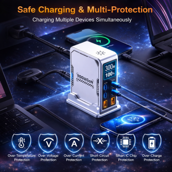 Gambar produk Asometech Charger Station Fast Charging LED Display Type C GaN 300W - YMX-300W