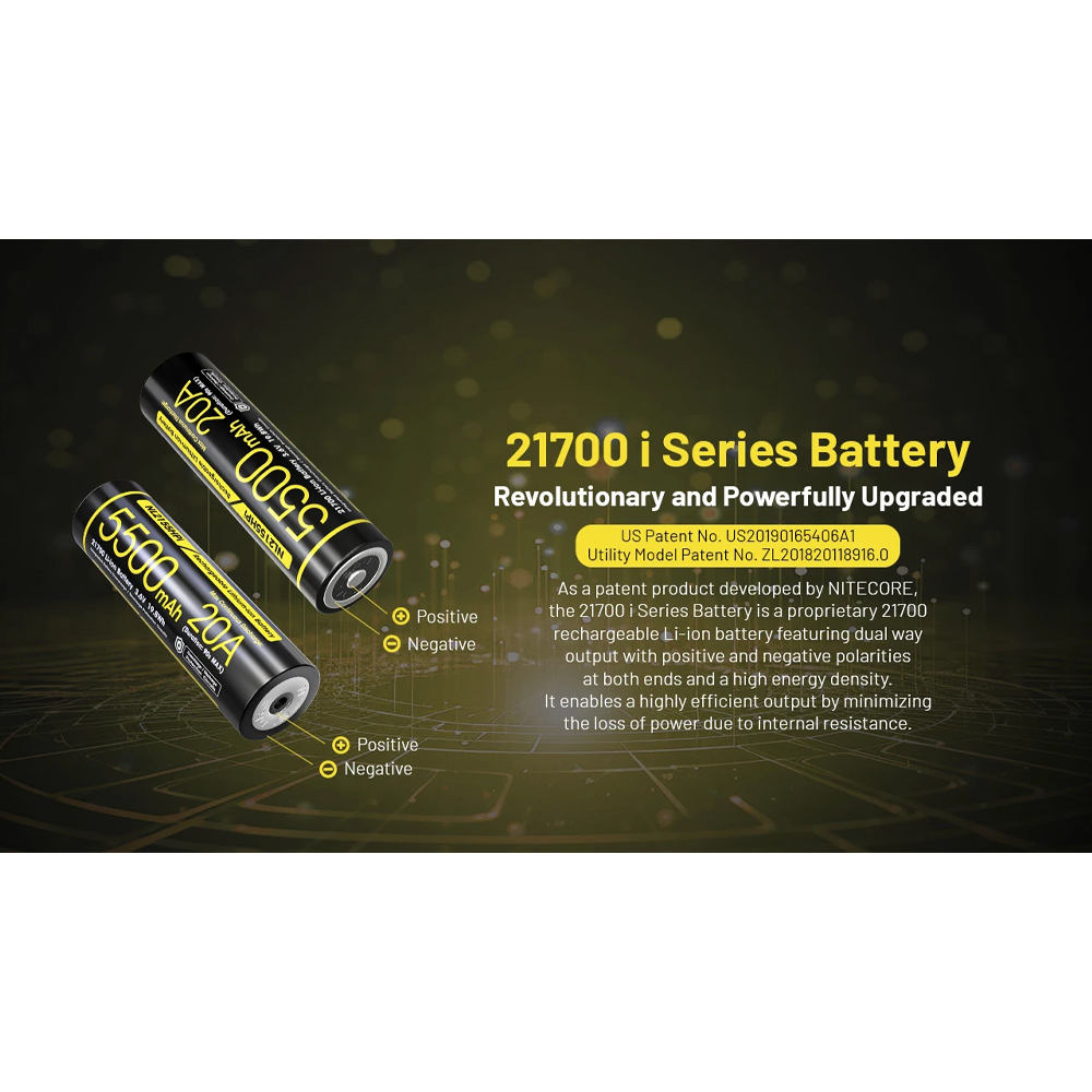NITECORE Baterai Rechargeable 21700 3.6V 20A 5500mAh 1 PCS - NL2155HPi Gambar produk NITECORE Baterai Rechargeable 21700 3.6V 20A 5500mAh 1 PCS - NL2155HPi