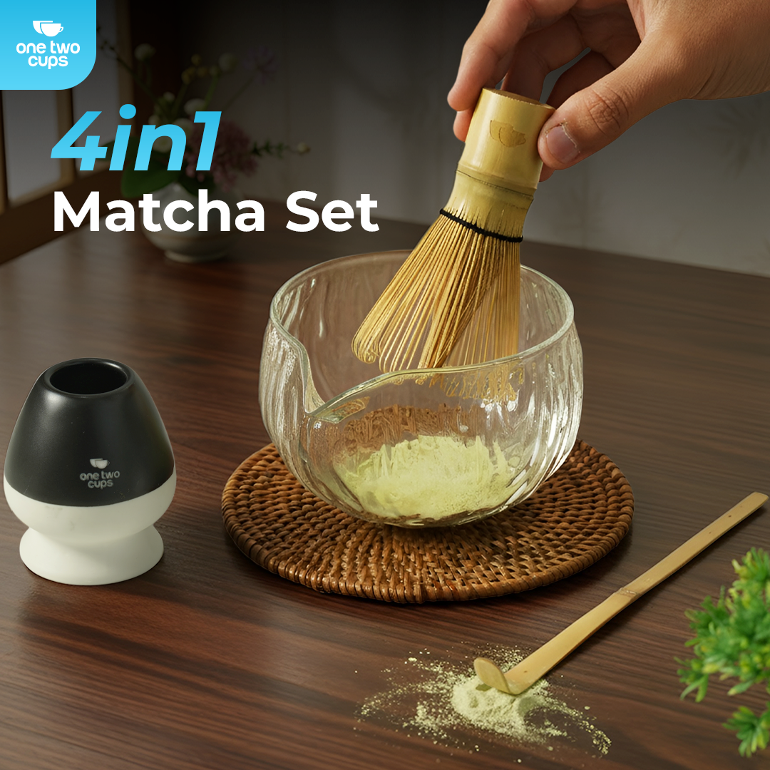One Two Cups Matcha Set Chawan Chasen Stand Chashaku 470ml 4 PCS - S32 Gambar produk One Two Cups Matcha Set Chawan Chasen Stand Chashaku 470ml 4 PCS - S32