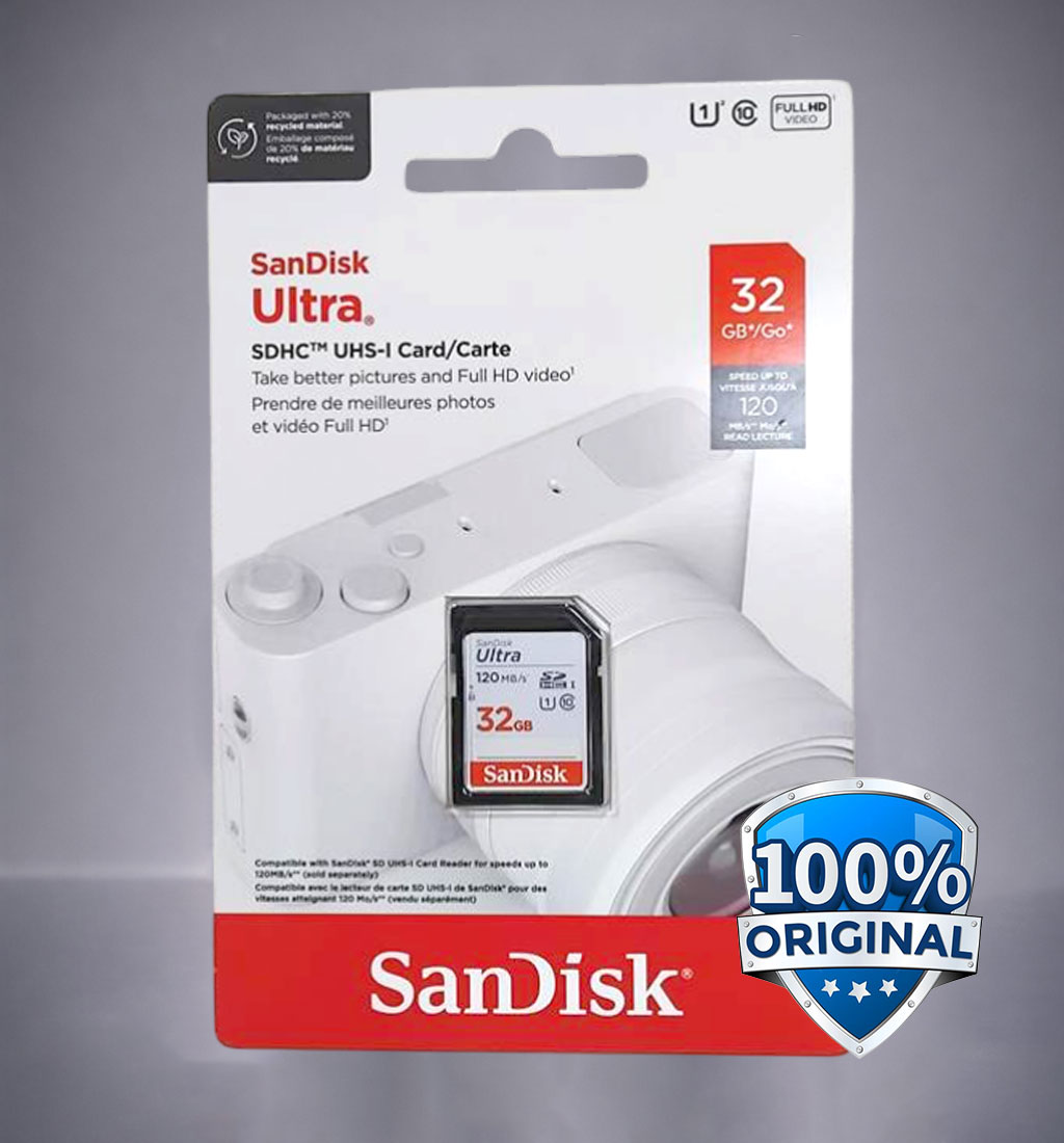 SanDisk Ultra SDXC/HC UHS-I Card Class 10 120MB/s 32GB - SDSDUN4 Gambar produk SanDisk Ultra SDXC/HC UHS-I Card Class 10 120MB/s 32GB - SDSDUN4