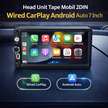 Taffware Head Unit Tape Mobil 2DIN Wired CarPlay Android Auto 7 Inch - F7010C