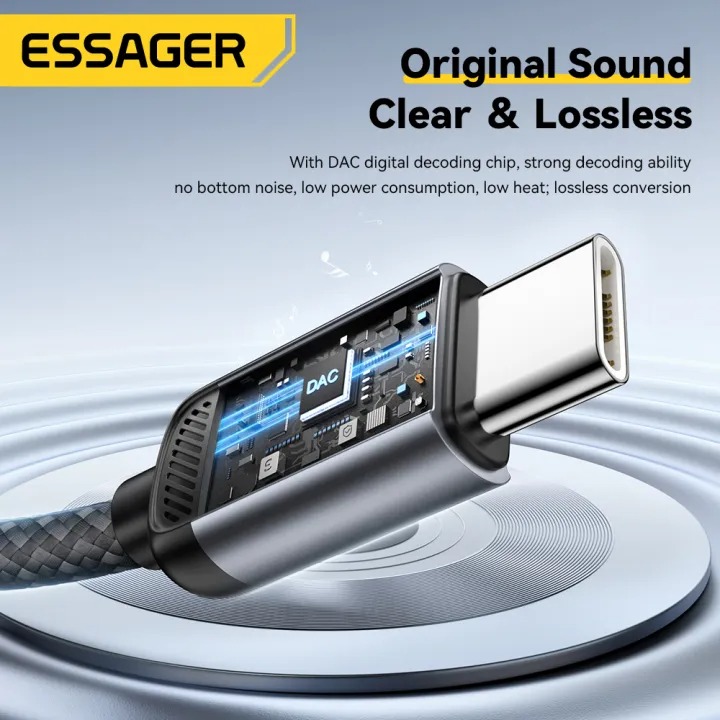 ESSAGER Kabel Adapter Audio OTG Aluminium Alloy Braided 14cm Lightning to USB C - ES-YP27 Gambar produk ESSAGER Kabel Adapter Audio OTG Aluminium Alloy Braided 14cm Lightning to USB C - ES-YP27