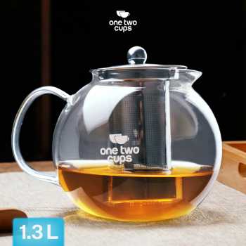One Two Cups Teko Teh Kaca Borosilikat Saringan Tahan Panas Teapot - BR-352