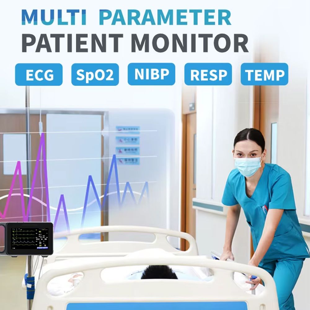 Gambar produk TaffOmicron Monitor Pasien ICU ECG SpO2 NIBP RESP Temp 7 Inch 3 Alarm - M7