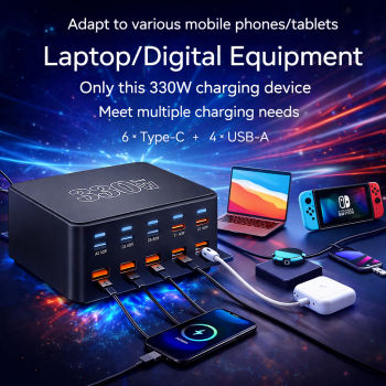 Gambar produk IHDAPP Charger Station Portable Fast Charging USB Type C 10 Port 330W - YFY-330C