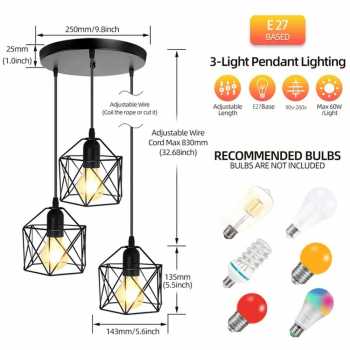 Gambar produk Depuley Lampu Gantung Vintage Pendant Light Adjustable Iron E27 - DE27