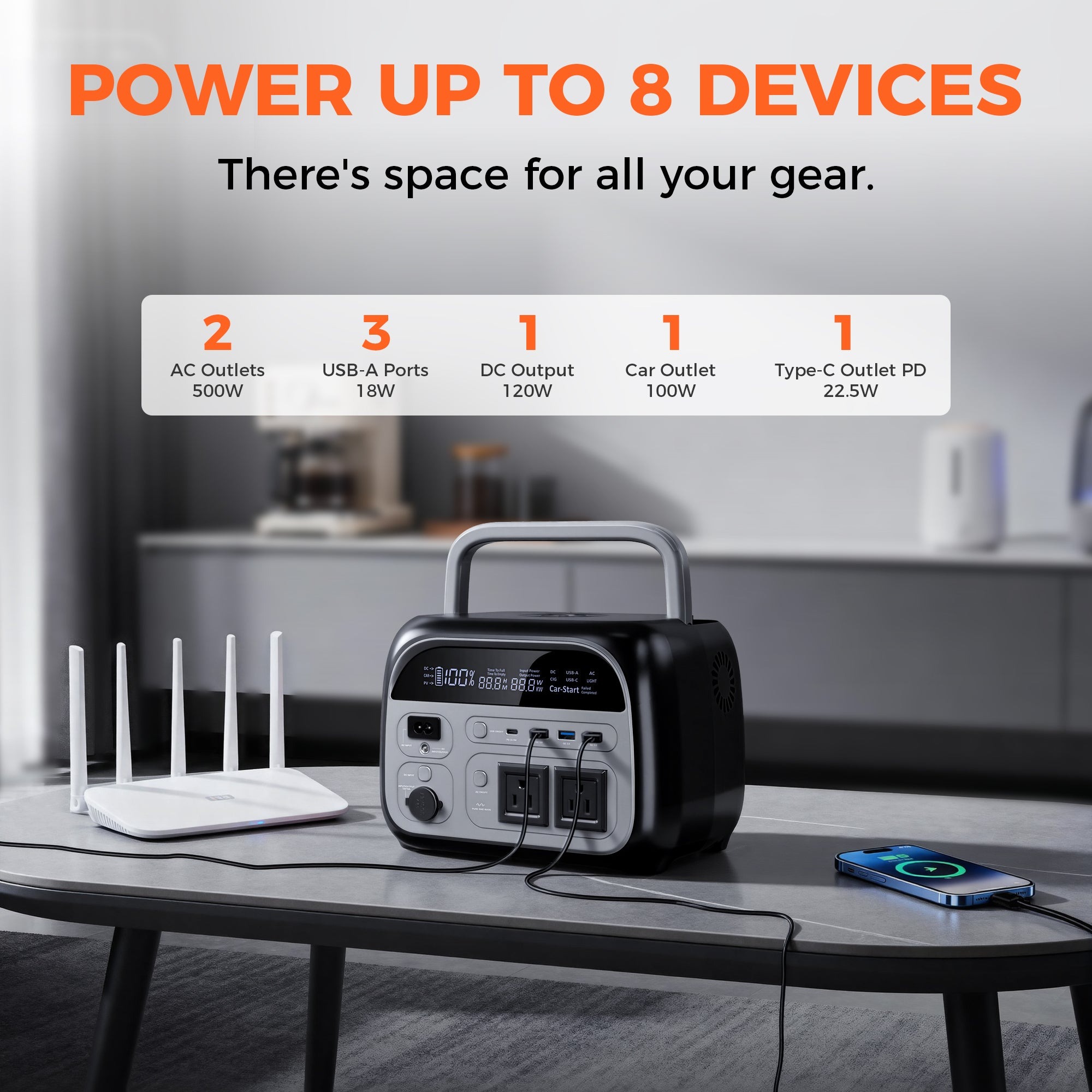 Gambar produk UAPOW Portable Power Supply Station Outdoor Generator 400W 108000mAh