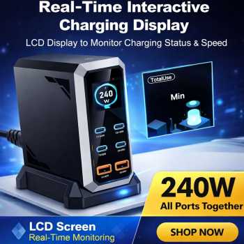 Gambar produk Asometech Charger Station Fast Charging LED Display Type C GaN 240W - YMX-240W