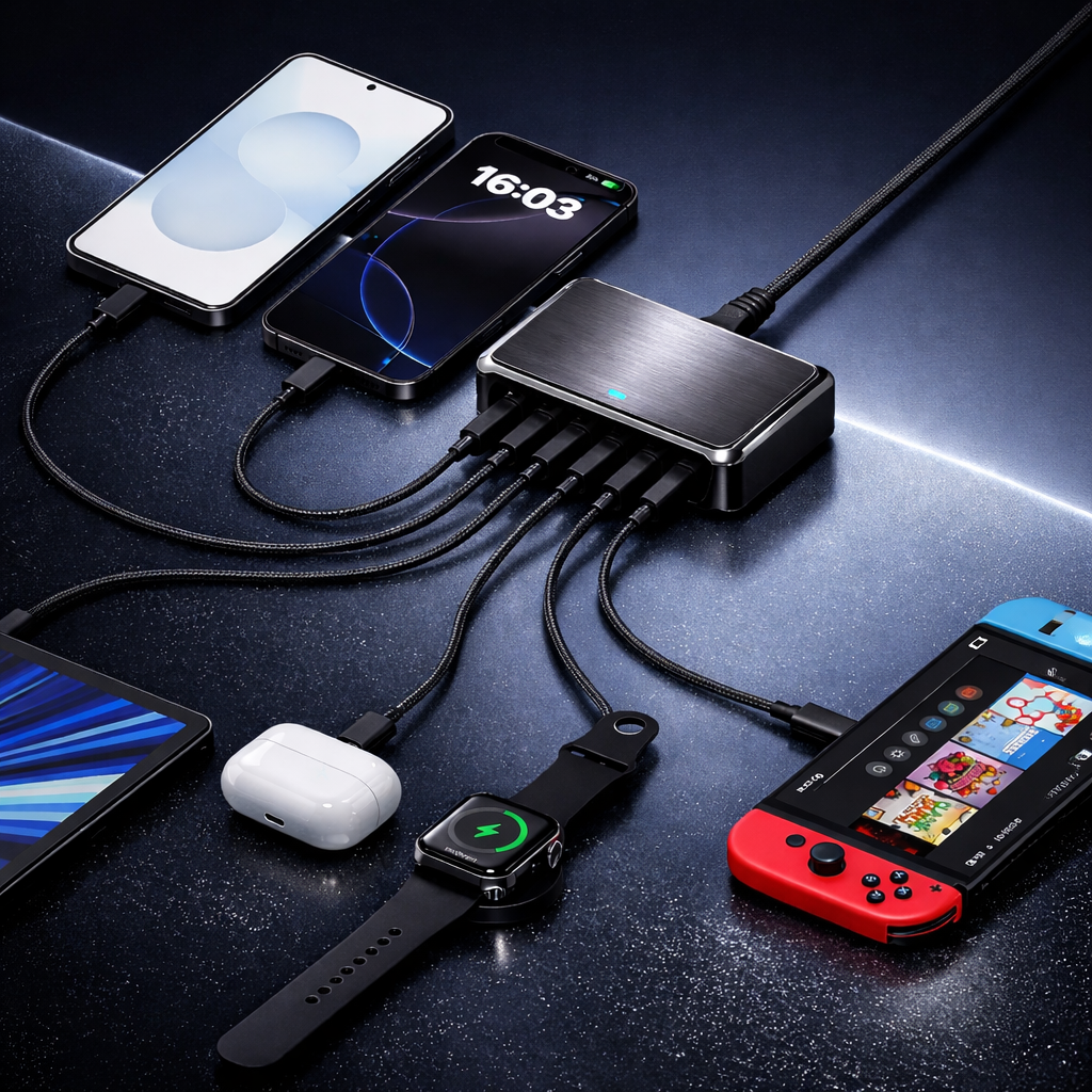 Gambar produk ILEPO Charger USB Docking Station 6 Multi Port Type C PD QC GaN 100W - ZETX100W-U