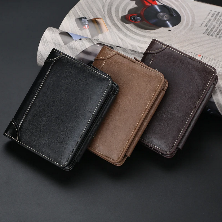 Rhodey Dompet Pria Bahan Kulit Elegant Leather Wallet - D9159 Gambar produk Rhodey Dompet Pria Bahan Kulit Elegant Leather Wallet - D9159
