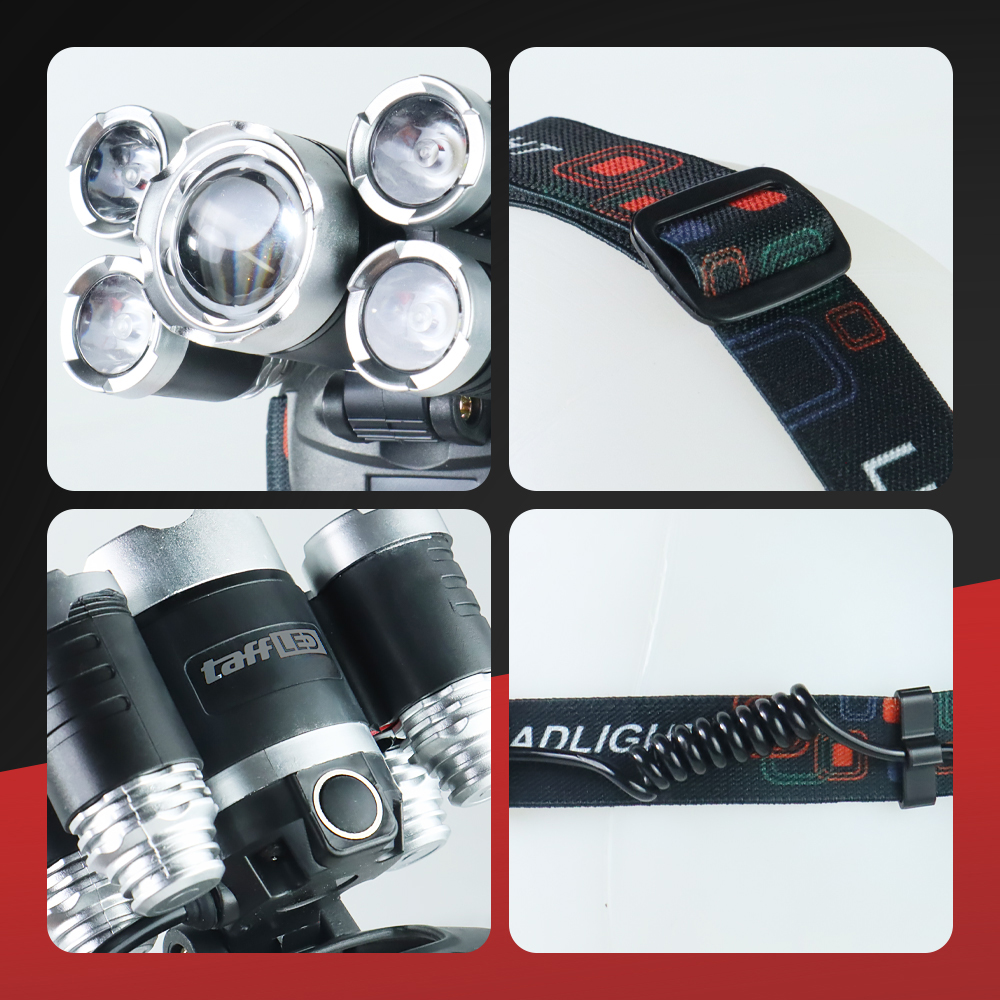 TaffLED Headlamp Light Cree XML T6 4XPE IPX6 40000 Lumens - HP30 Gambar produk TaffLED Headlamp Light Cree XML T6 4XPE IPX6 40000 Lumens - HP30